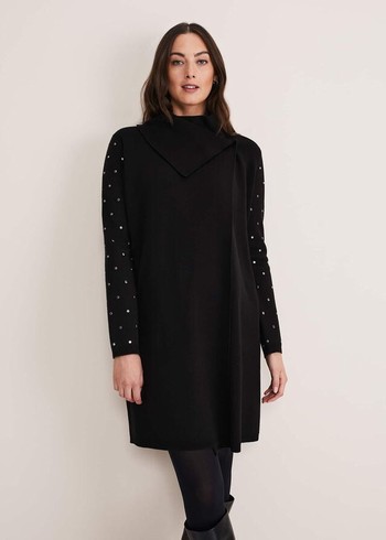 Phase Eight Paloma Stud Sleeve Coats Black Australia | FI6790831